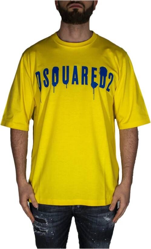Dsquared2 Graffiti T-Shirt Yellow Heren