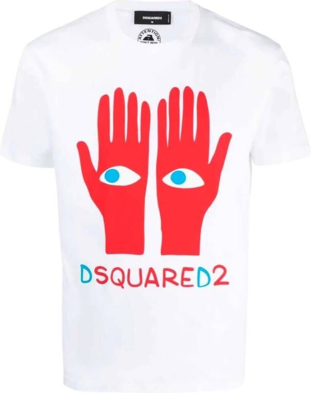 Dsquared2 Grafisch Bedrukt Heren T-Shirt White Heren