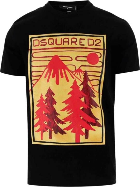 Dsquared2 Grafisch Bedrukt T-Shirt voor Heren Black Heren