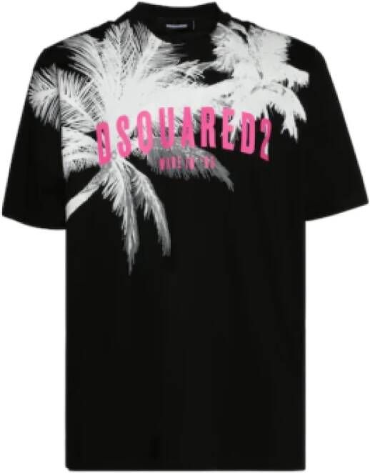 Dsquared2 Oversized T-shirt met grafische Palms print Black Heren