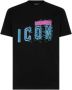 Dsquared2 Zwart Icon Pixel Print Katoenen T-shirt met Korte Mouwen Black - Thumbnail 1