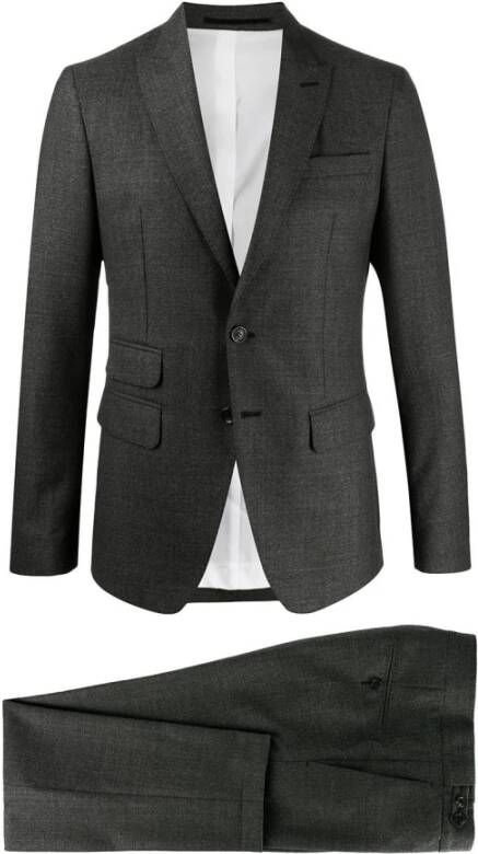 Dsquared2 Donkergrijze Wollen Pak Jurk Gray Heren