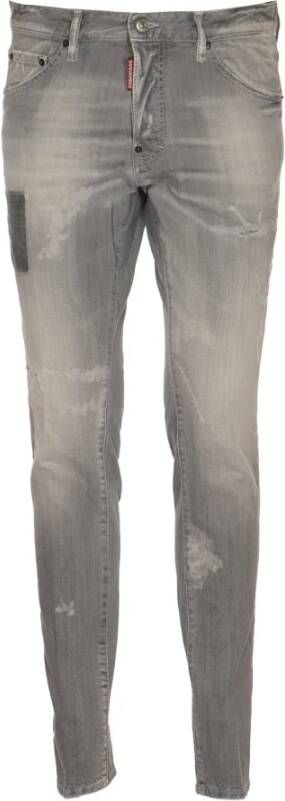 Dsquared2 Grijze Slim-Fit Jeans met Distressed Look Grijs Heren