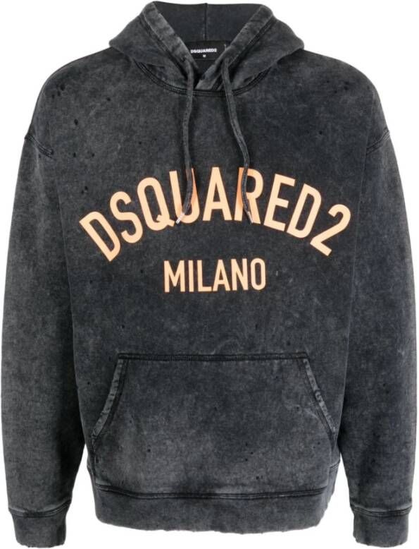 Dsquared2 Grijze Hoodie met Bedrukt Logo Blijf comfortabel en stijlvol met deze hoodie voor heren Grijs Heren