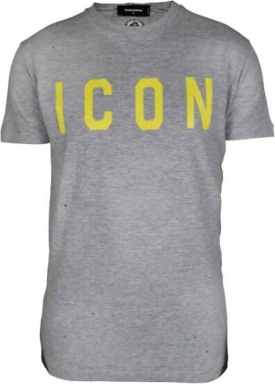 Dsquared2 Grijze Katoenen T-shirt met Icon Logo Gray Heren