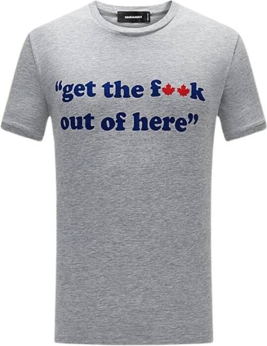 Dsquared2 Grijze T-shirt met Blauwe Tekst Gray Heren