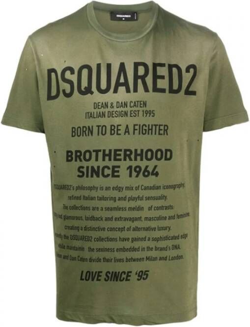 Dsquared2 Groene Dsquared T-shirt met Vernietiging Groen Heren