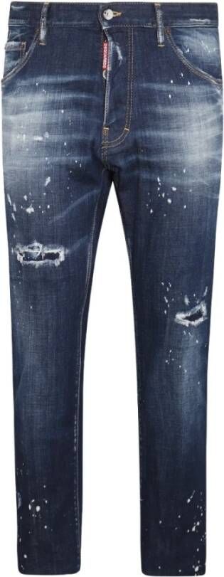 Dsquared2 Vervaagde Distressed Straight-Leg Jeans Blue Heren