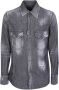 Dsquared2 Heren denim overhemd met verweerde details Grijs Heren - Thumbnail 3