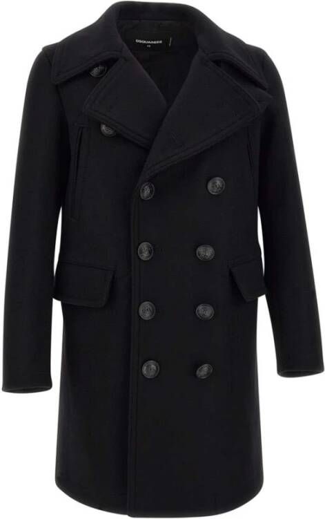 Dsquared2 Luxe Logo-Knoop Double-Breasted Jas Zwart Heren