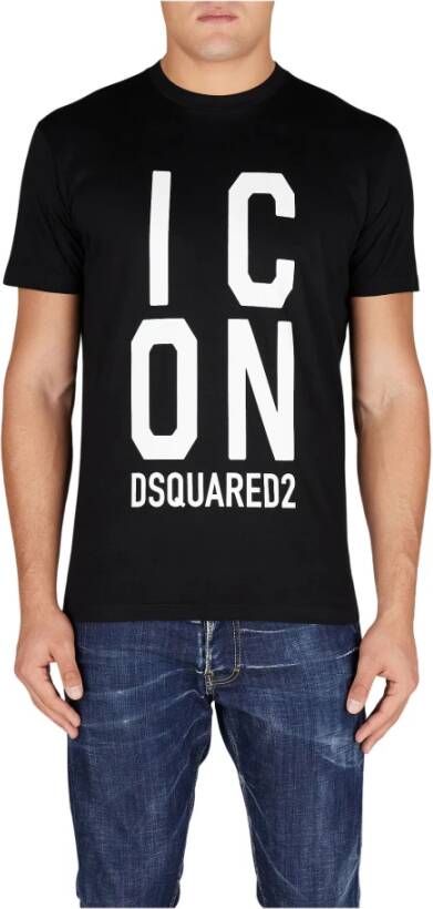 Dsquared2 Bedrukte Zwarte T-shirts en Polos Black Heren
