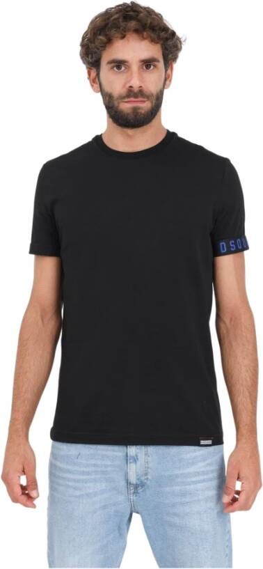 Dsquared2 Heren T-shirt van katoen en elastaan zwart met kenmerkende zoom Zwart Heren