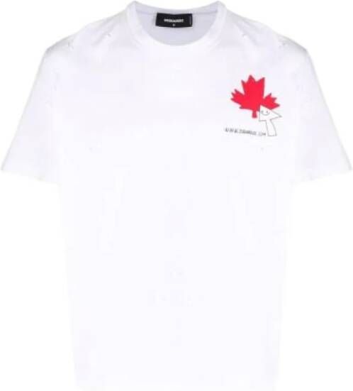 Dsquared2 Bianco Regular Fit T-Shirts White Heren