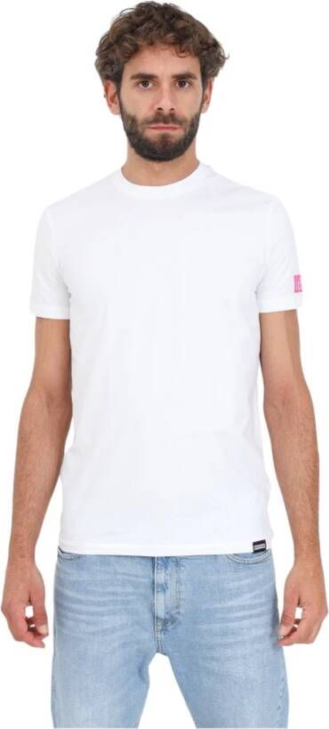 Dsquared2 Heren Wit Logo Patch T-Shirt White Heren
