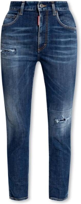 Dsquared2 Hoge taille cropped Twiggy jeans Blauw Dames