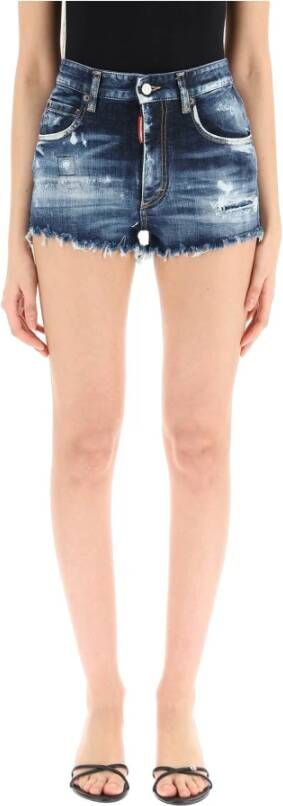 Dsquared2 Hoge taille hot pants Blauw Dames