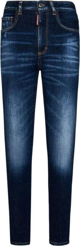Dsquared2 Donkere Schone Was Hoge Taille Twiggy Jeans Blue Dames