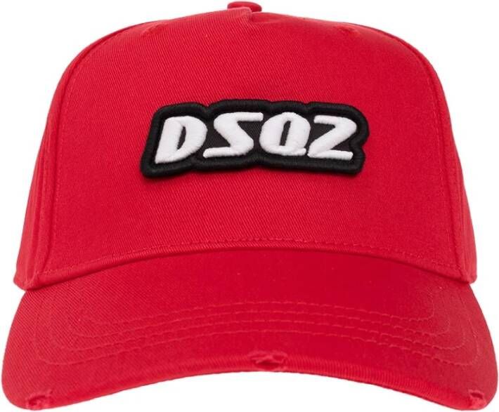 Dsquared2 Geborduurd Logo Baseball Cap Fibbia Red Unisex