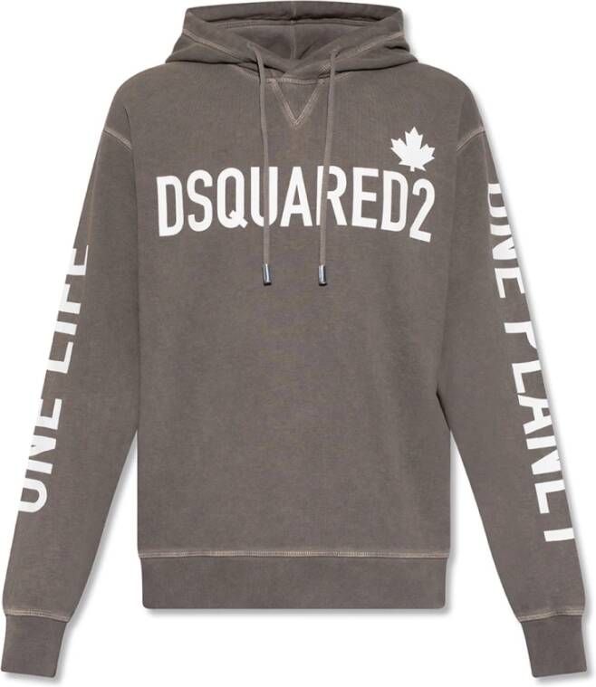 Dsquared2 One Life Rib-Trimmed Hoodie Gray Heren