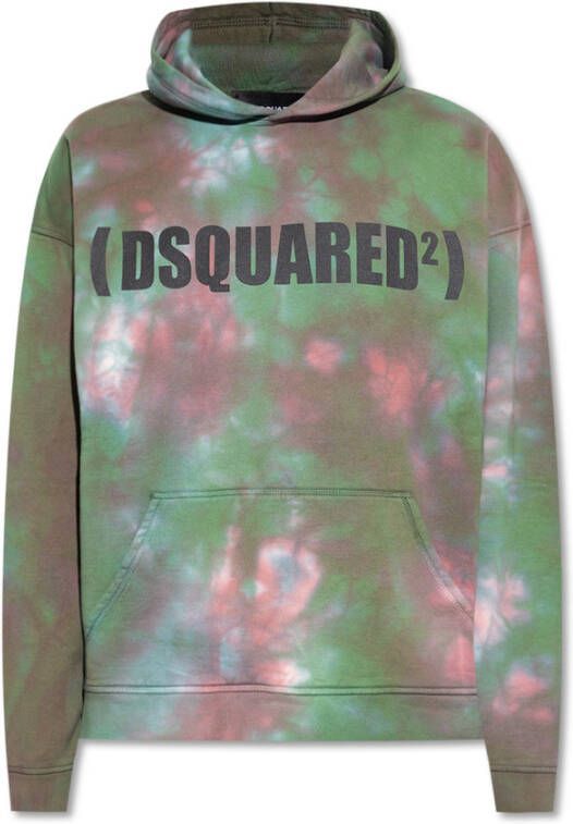 Dsquared2 Gedrukte Logo Hoodie Blijf Stijlvol en Comfortabel Green Heren