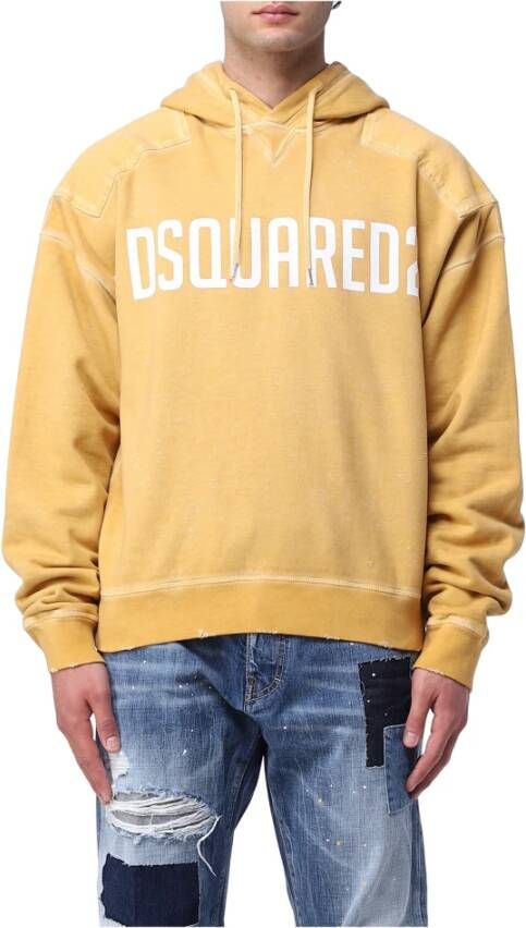 Dsquared2 Mosterdgele Hoodie Maat L Orange Heren