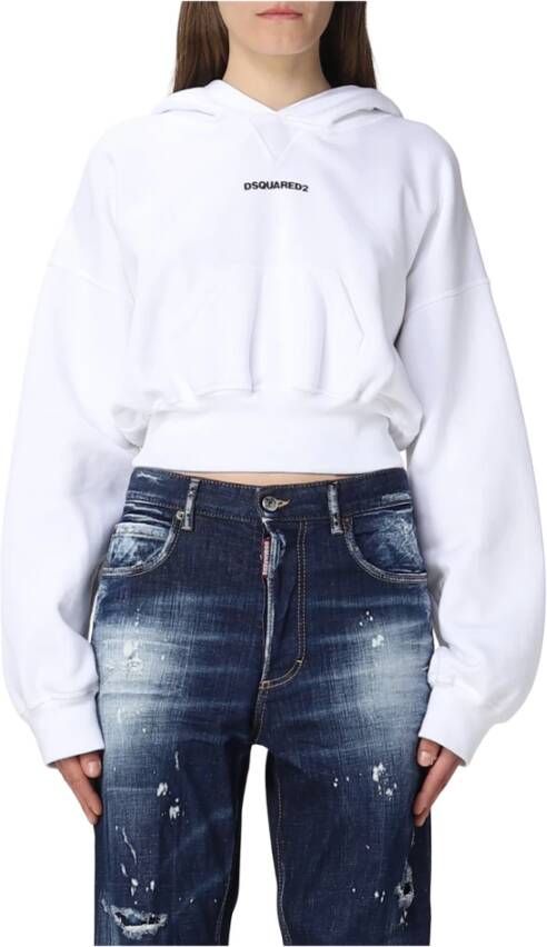 Dsquared2 Witte Katoenen Hoodie voor Vrouwen White Dames