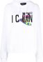Dsquared2 Logo Print Hoodie White Dames - Thumbnail 1