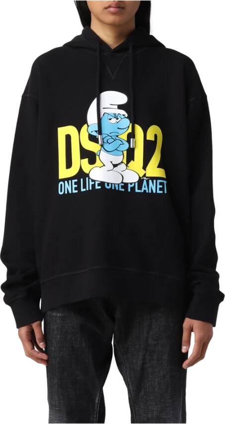 Dsquared2 Comfortabele en stijlvolle DS2 Smurf hoodie Black Dames