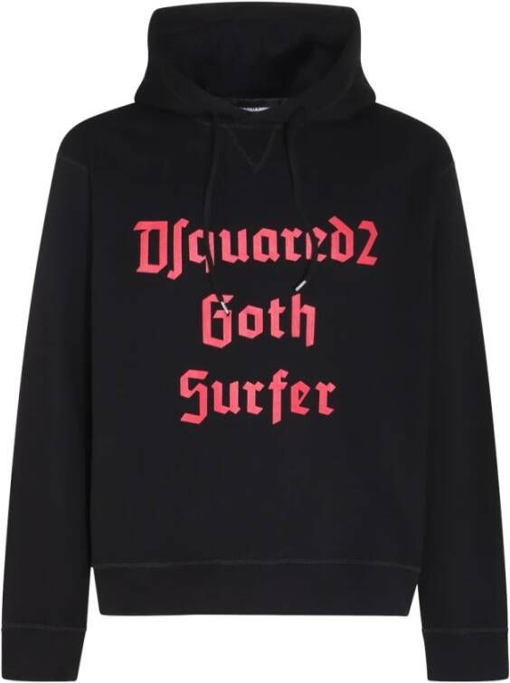 Dsquared2 Hoodie met bedrukte contrasttekst Black Heren