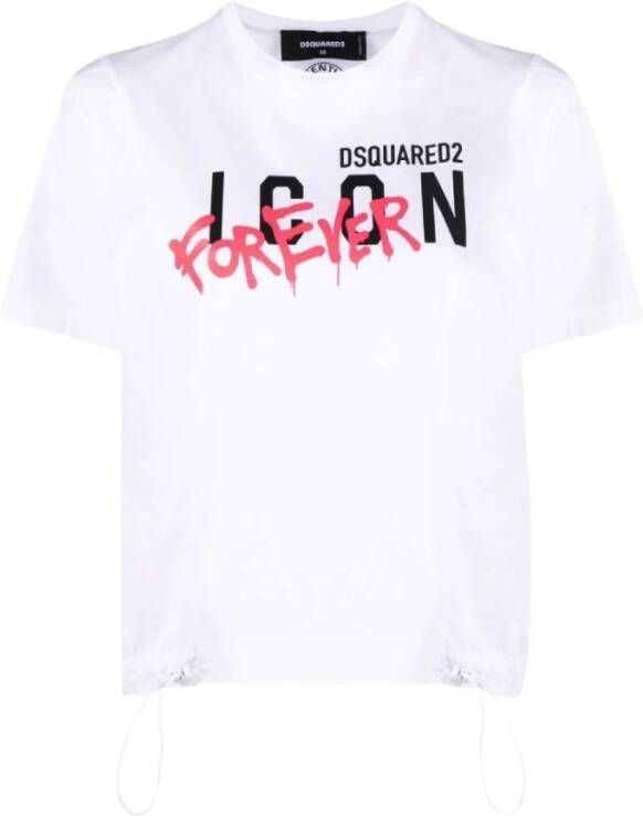 Dsquared2 Icon 4Ever Blanco L Wit T-shirt met iconische stijl Wit Dames