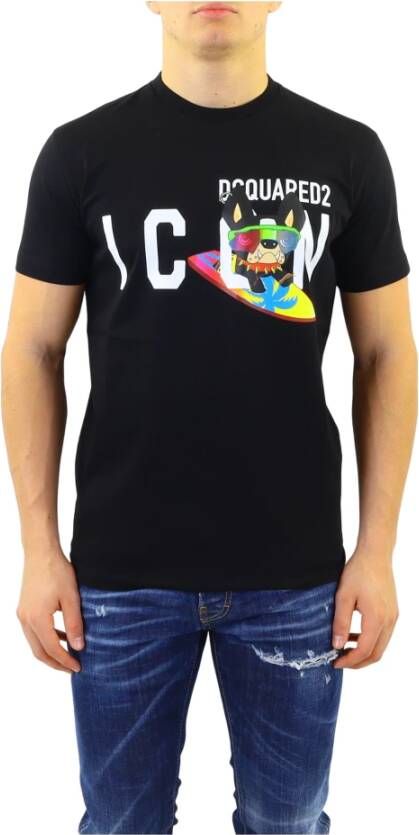 Dsquared2 Slim-Fit Katoenen T-Shirt met Iconisch Logo Zwart Heren