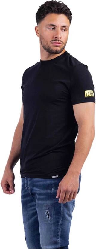 Dsquared2 Icon Heren Zwart Geel T-Shirt Zwart Heren