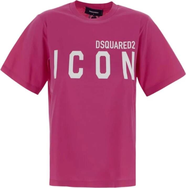 Dsquared2 Icon Logo Print T-Shirt Roze Dames