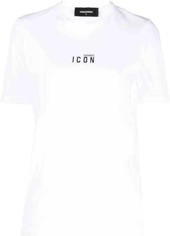 Dsquared2 Icon Logo-Print T-Shirt voor Dames White Dames