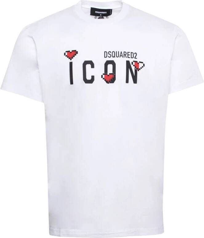Dsquared2 Stijlvolle T-shirt met logo print voor heren White Heren