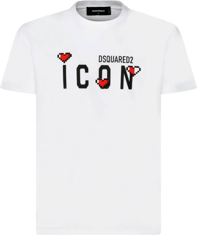 Dsquared2 Stijlvolle T-shirt met logo print voor heren White Heren