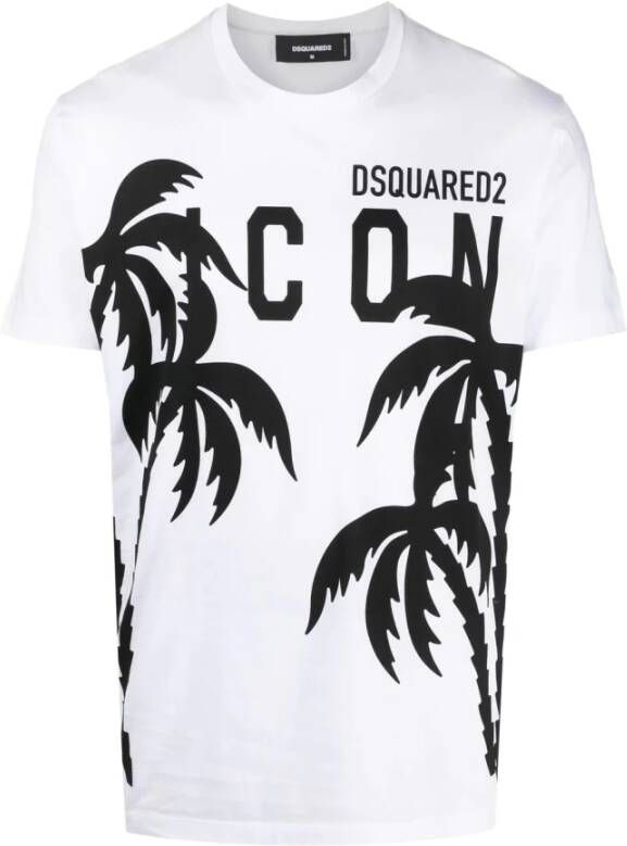 Dsquared2 Palmboom Logo Print T-shirt White Heren