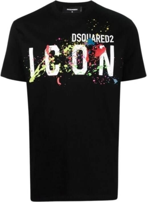 Dsquared2 Icon Splatter Cool T-Shirt Zwart Heren