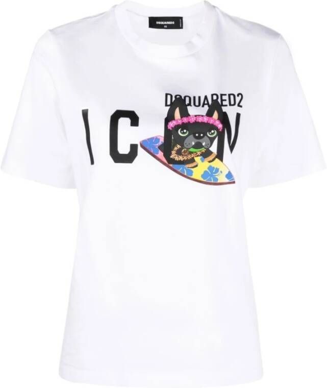 Dsquared2 Icon T-Shirt #100 Trendy en Comfortabel White Dames