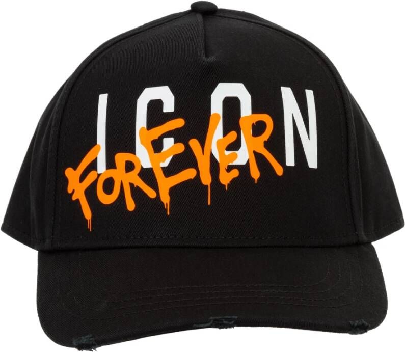 Dsquared2 Baseball Cap met Gesp en Contrastprint Black Unisex