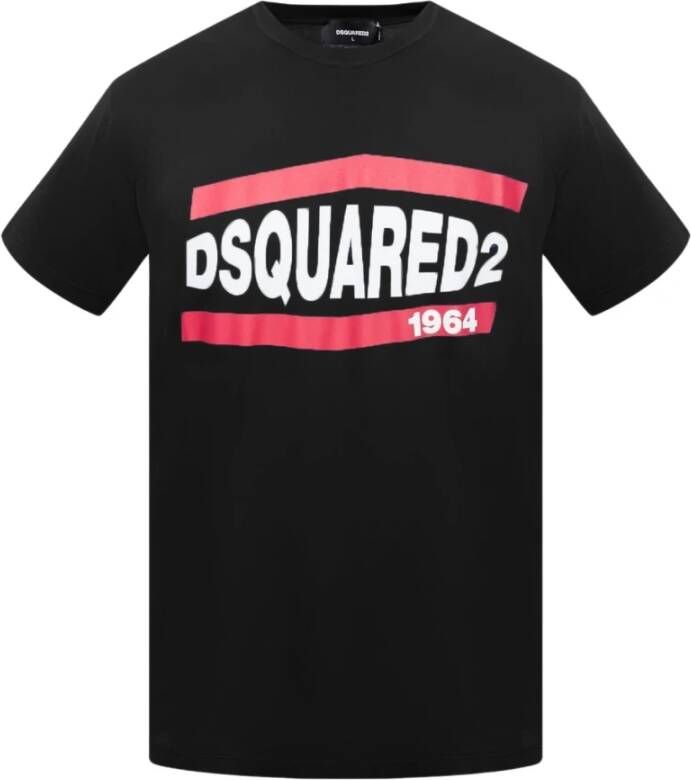 Dsquared2 Zwart Lin T-Shirt Gemaakt in Italië Black Heren