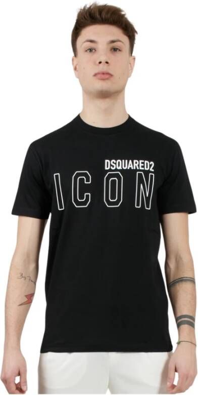 Dsquared2 Slim Fit Logo Relief T-Shirt Black Heren