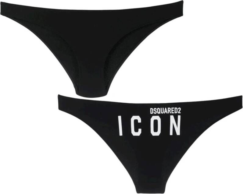 Dsquared2 Iconische katoenen bikinibroekjes Zwart Dames