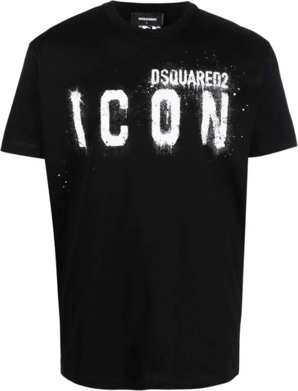 Dsquared2 Zwart Logo Print T-Shirt Black Heren