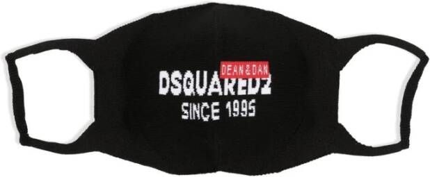 Dsquared2 Intarsia Breat-Logo Face Mask Zwart Unisex