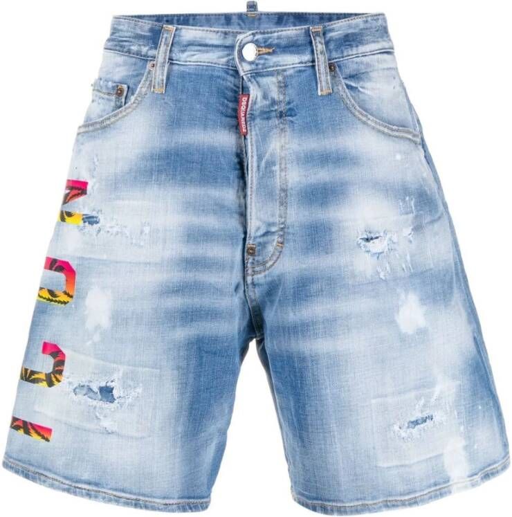 Dsquared2 Italiaanse Denim Shorts voor Heren Blauw Heren