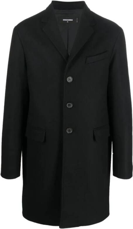Dsquared2 Zwarte enkellange jas voor heren Black Heren