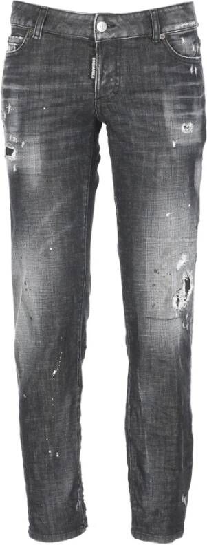 Dsquared2 Zwarte Crop Distressed Jennifer Jeans Black Dames