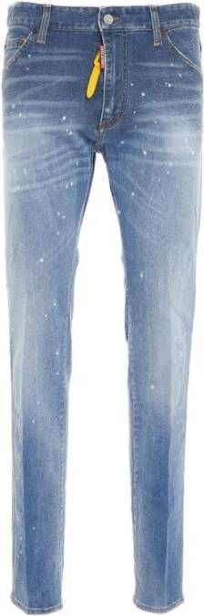 Dsquared2 Lichtblauwe spijkerbroek met verfvlekken Blauw Heren