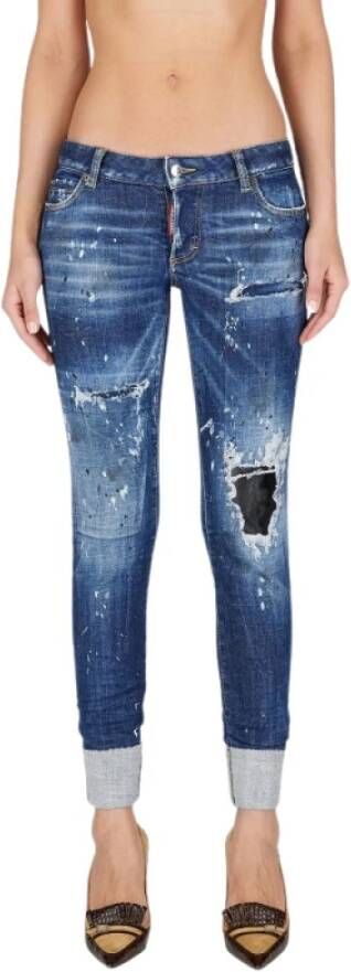 Dsquared2 Jennifer Cropped Stretch Katoenen Jeans Blauw Dames